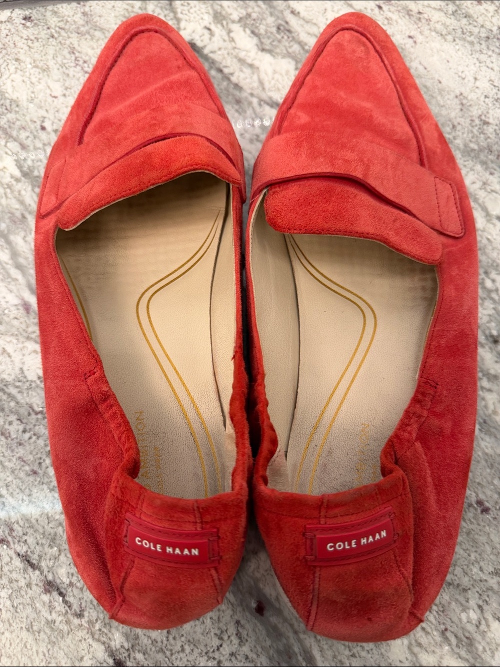 Cole Haan Red Suede Pointed-Toe Loafers